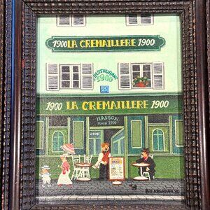 Bin Kashiwa Original Oil Painting Paris La Cremaillere 1900 Montmartre Signed